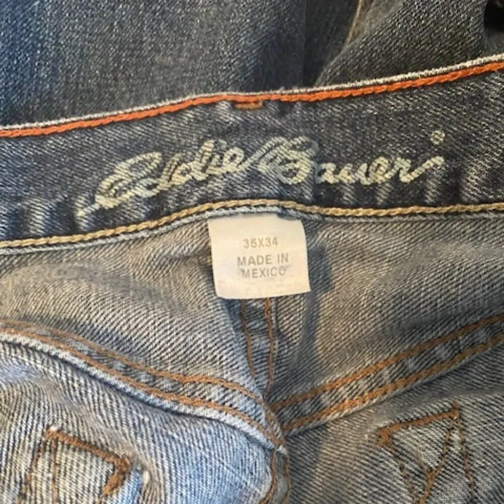 Eddie Bauer distressed Fit Straight 5 pocket jeans, size 35/34